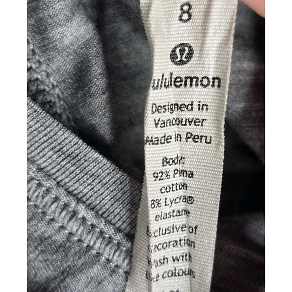 Lululemon Gray Side Cinch Long Sleeve Round Neck Pima Cotton Tshirt Size 8 - Picture 6 of 10